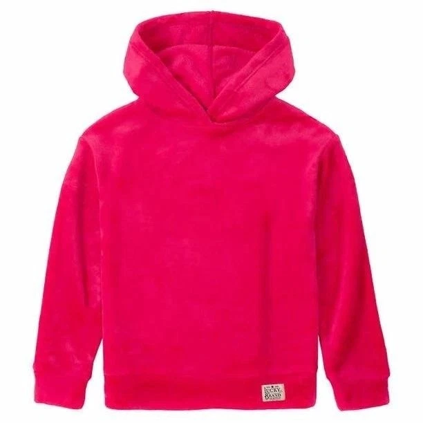 Conjunto de 2 piezas de sudadera con capucha y leggings de felpa roja y negra Lucky Brand para niñas XS Foto 4 de 4