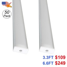 50 Pack 1M 2M Led Strip Aluminum Channel U Shape With Frosted Cover For Kitchen