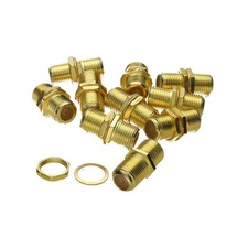 10 x F Type Connector Coupler Join Satellite Virgin Cables with Nut GOLD