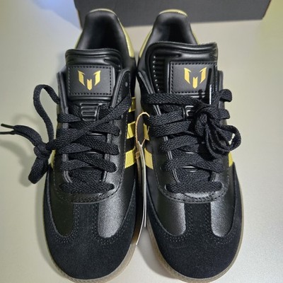 Big Kid's Adidas Samba x Messi J Black/Gold Metallic/Gum Size 41/2