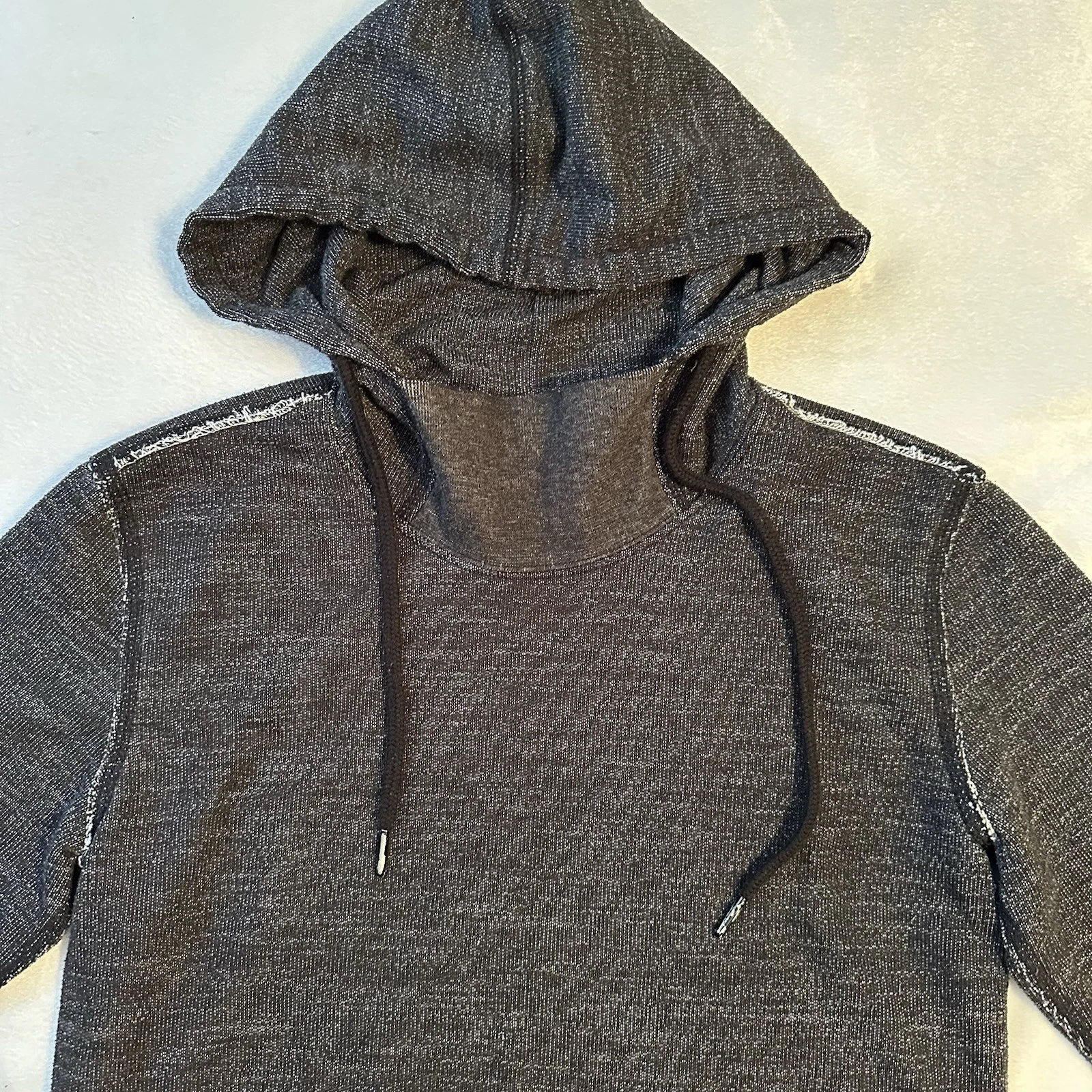 T Alexander Wang Pullover Collo Alto Felpa con Cappuccio Heathered Nero Grigio S Unisex