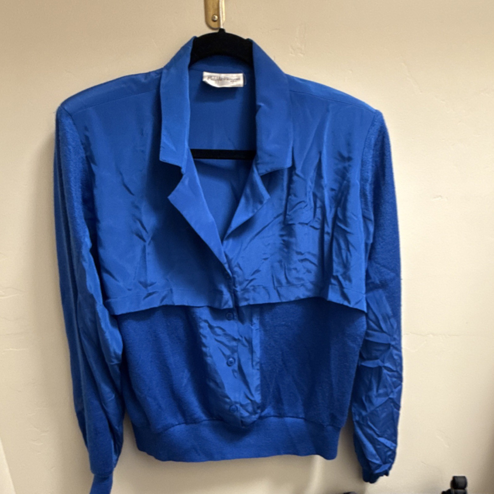 Philippe Marques Blue Collared Button-Up Long Sle… - image 1