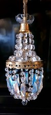 Vintage French Empire Crystal Glass Chandelier Ceiling Light iridescent 