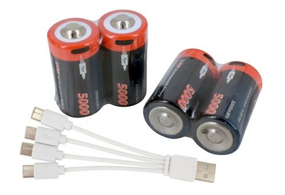 PowerSmart 1,5V 5000mWh 4x USB C LR14 Baby C batteries Lithium