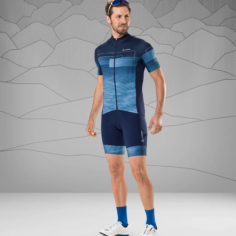 Cuissard cycliste Loeffler M Cuissard à Bretelles Volta pour Homme-Bleu - Photo 4/4