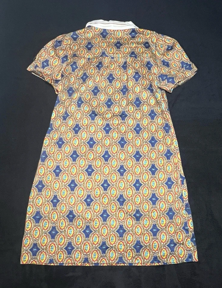 Винтажное мини-платье с коротким рукавом 70-х Betsy Johnson размер S геометрический узор США - Изображение 2 из 4