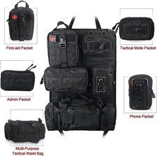 KFZ Schwarz R&uuml;ckenlehnenschutz taktischer Molle R&uuml;cksitz Organizer mit 5 Taschen