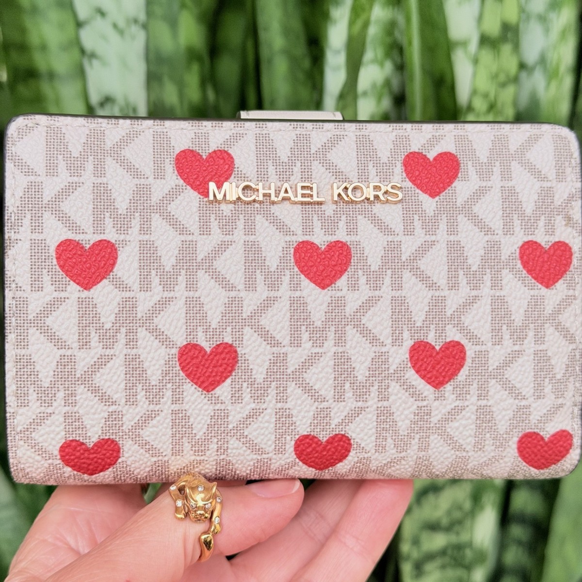 MICHAEL KORS JET SET TRAVEL MD BIFOLD ZIP COIN CARD WALLET MK LOGO