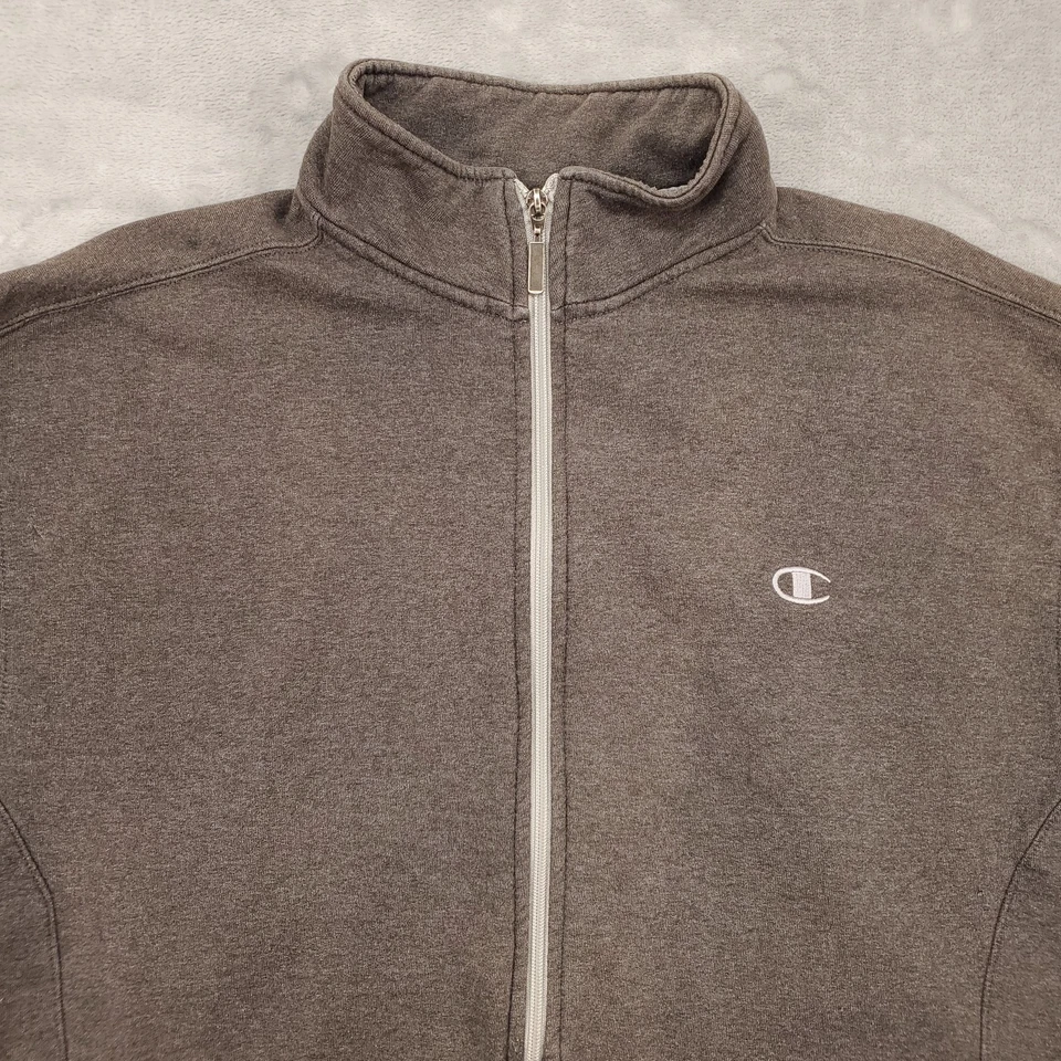 Chaqueta Champion Para Hombre XL Gris Cremallera Completa Eco Auténtica Sudadera Bolsillo Logo Pista Foto 2 de 4