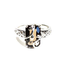 SMOKY QUARTZ 3.24CT Rectangular Solitaire Ring SZ 9 Sterling Silver 925 NIB