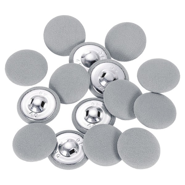 15Stk Stoffbezogene KnöPfe 25Mm 40L MetallstielknöPfe Grau-image