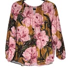 Chicos Floral Fields Hardware Trim Pullover LS Top Size 4 Women’s XXL 20/22