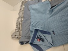 3 Chaps Men's Short Sleeve Button Down Shirts Blue White Black Plaid Size L