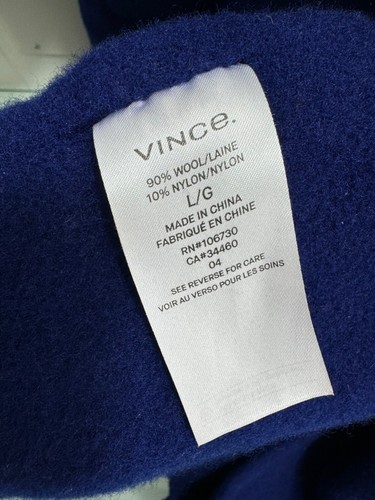 Vince Patch Pocket Car Coat Women's Large L Wool Nylon Blue MSRP $750 - Picture 7 of 18