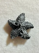 Vintage Torino Pewter Starfish Jewelry Necklace Brooch Earrings Trinket Box Set