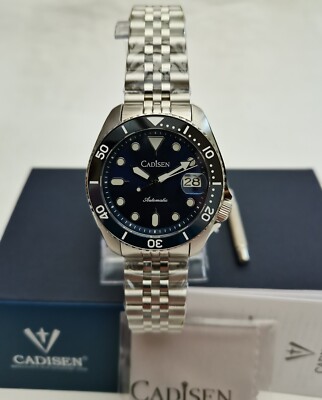 NEU IN OVP CADISEN C8220 BLK/BLAU SEIKO NH35 ALL STEEL SPORTUHR SAPPHIRE BGW9 200m