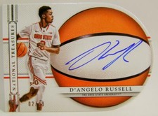 D'ANGELO RUSSELL RC /99 ON CARD AUTO PANINI NATIONAL TREASURES BASKETBALL 2015