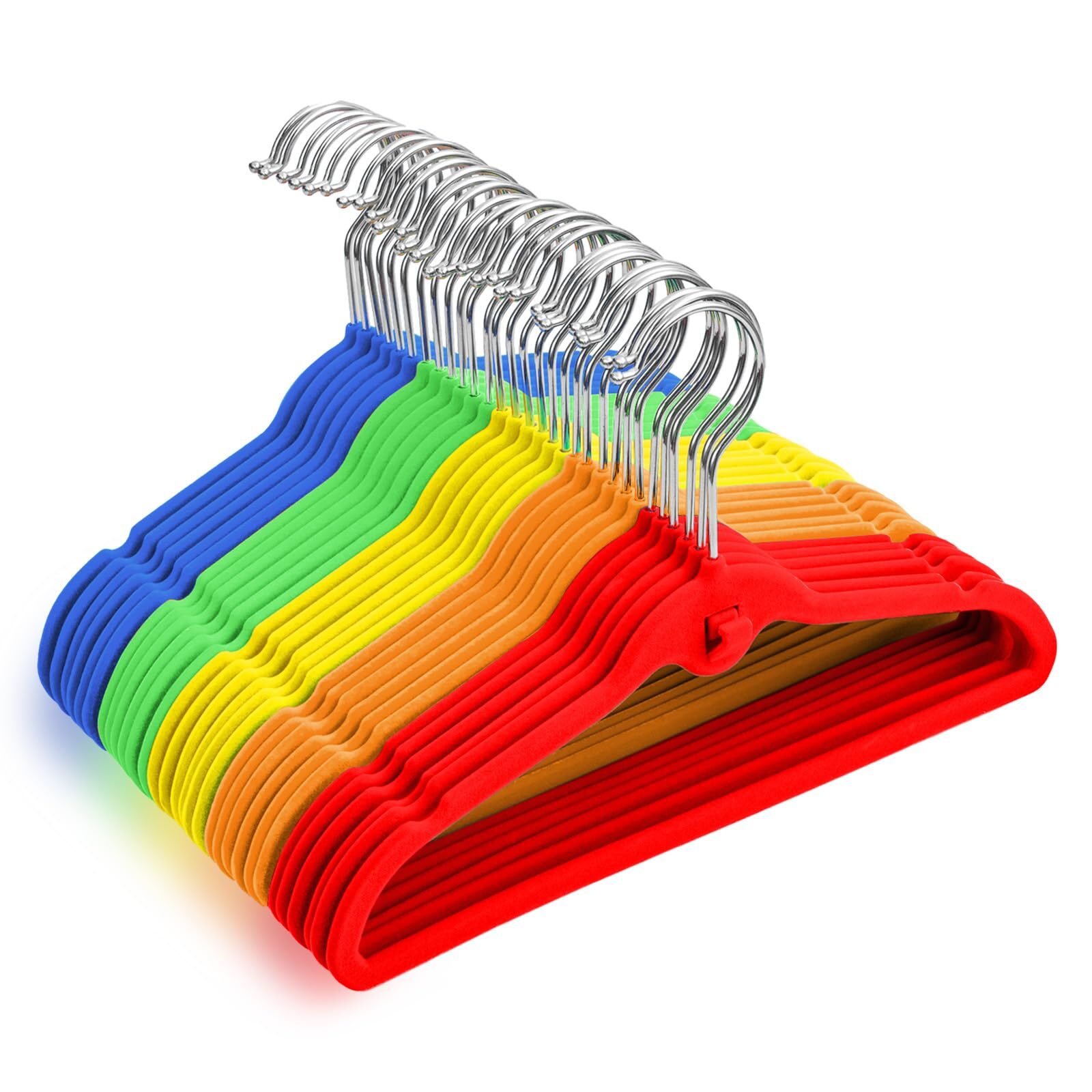 30-Pack Multi-Color Velvet Hangers with Mini Hooks & Non-Slip Design-image