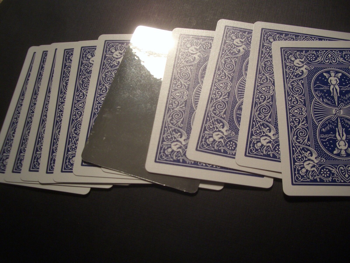 Mirror Reflection Card, magic accessory, Bicycle Blue, Handmade