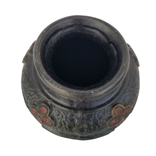 Vintage Tokanabe Ware Art Pottery Vase Made in Japan 1920s Black Decor textured - Picture 8 of 11