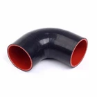 2.5"-2.5" 90 Degree Elbow Silicone Hose Coupler 63mm Intercooler Pipe Black-Red