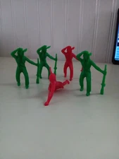 * Vintage  Red  And Green Native American Plastic Toys 50's ? 60's ? 
