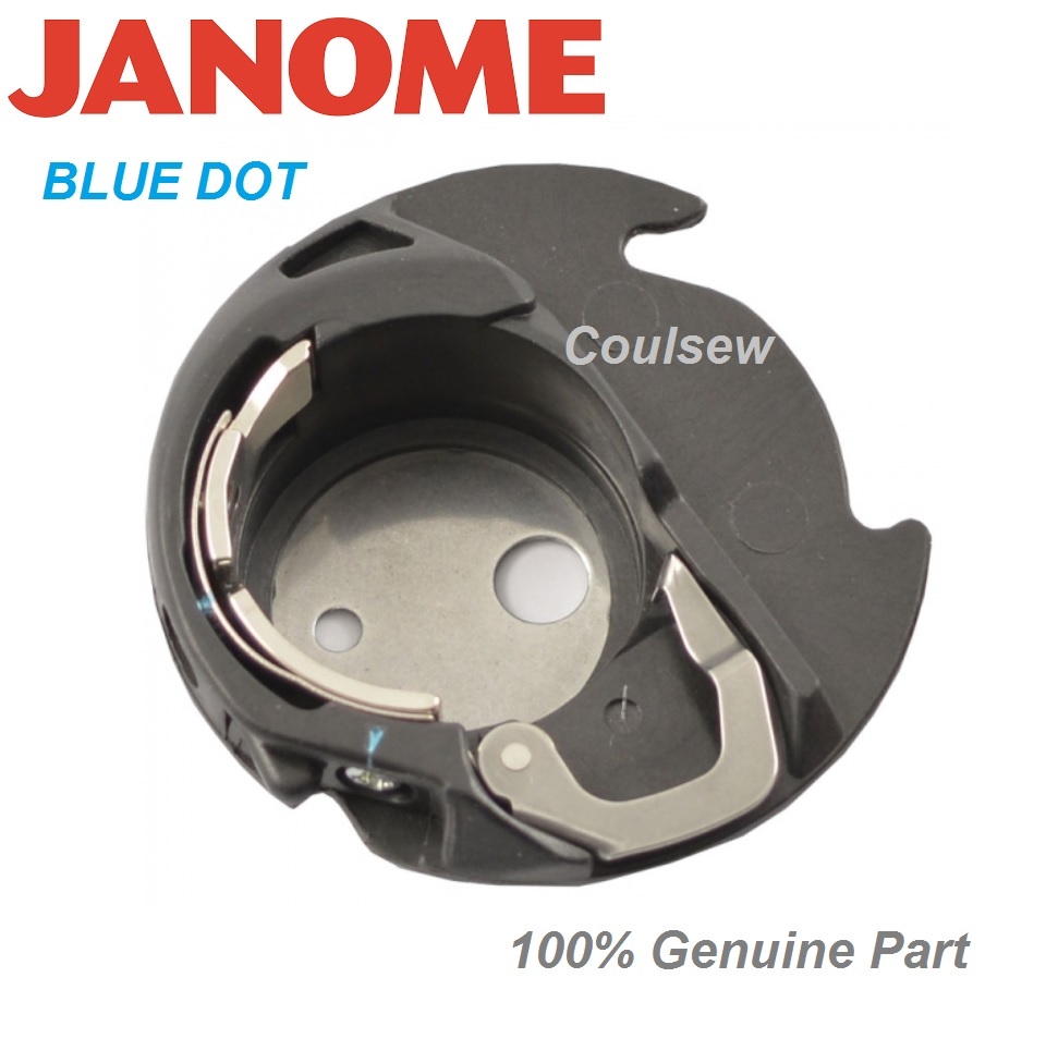 JANOME 100 GENUINE BLUE DOT BOBBIN CASE HAND LOOK FREEMOTION QUILTING
