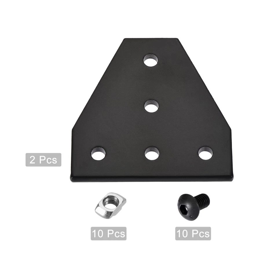 2uds Esquina Soporte Placa T Forma 60x60mm 5 Orificios Junta Kit Aluminio Perfil - Imagen 3 de 4