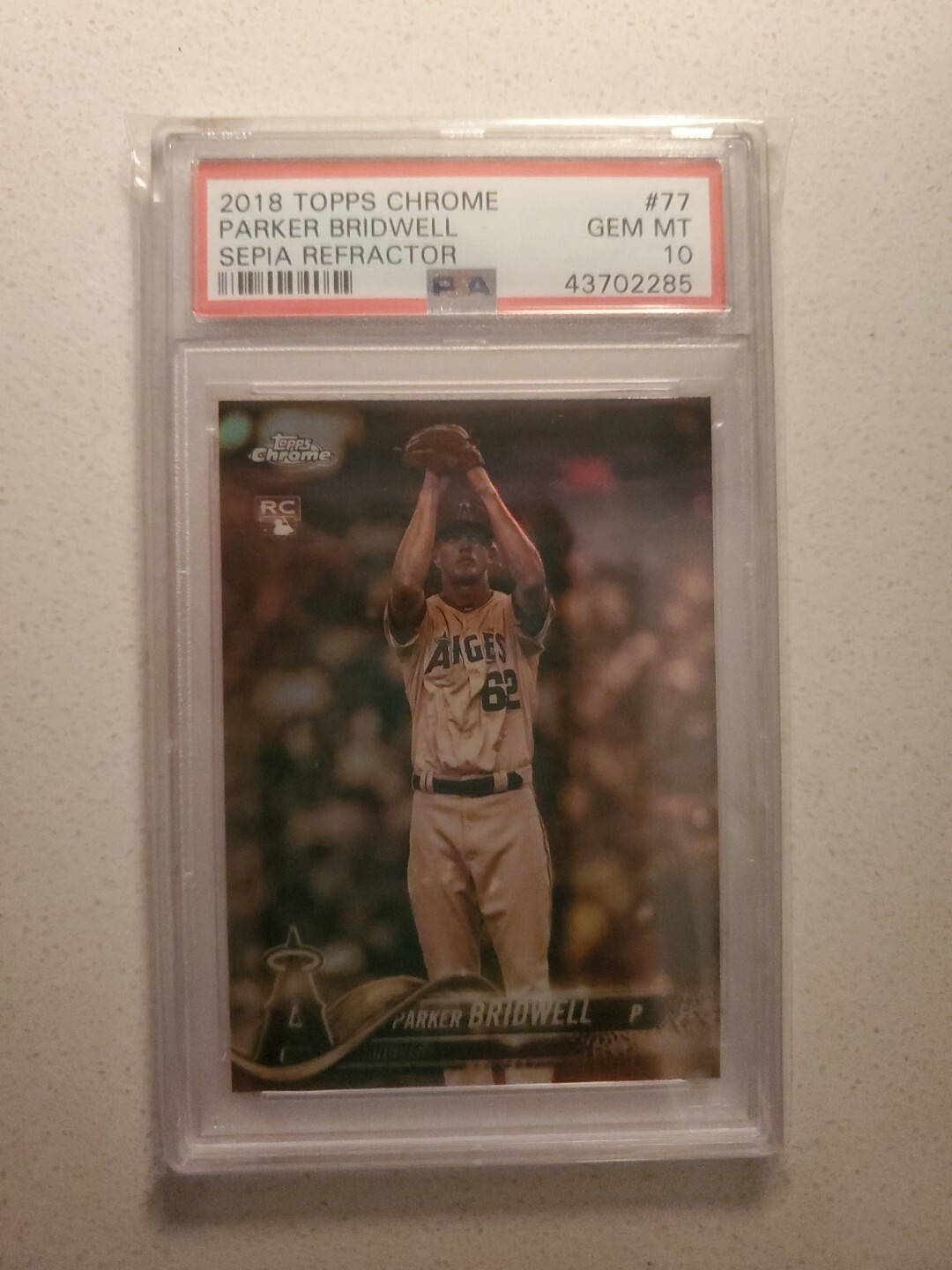 2018 PARKER BRIDWELL ROOKIE SEPIA REFRACTOR TOPPS CHROME #77 PSA 10 GEM MT