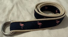 J. Crew Flamingo Double D Ring Women's Canvas Belt 42" L 1.25"W M/L 100 Cotton
