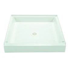 Single Threshold Shower Pan Base 32" x 32" Slip-Resistant w/ Center Drain White
