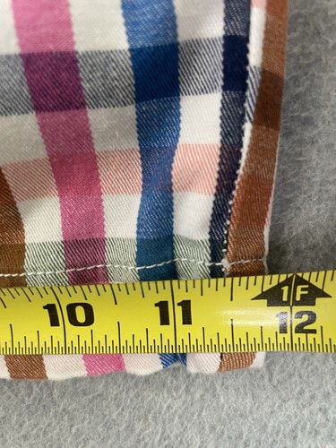 Lands End Women's 12 Mid-Rise Shorts Plaid 7" Inseam Pink Blue Brown on White - Picture 13 of 13