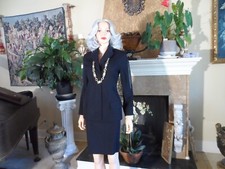 Gianni Versace Couture Black Skirt Suit w/Soft Leather Inserts Size IT 42- US 6