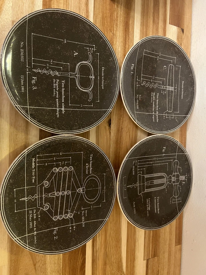 Williams Sonoma 4 Neumáticos Bouchon 2011 Aperitivo Platos Abridor de Vino En Caja Original Foto 3 de 4