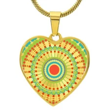 Graphic Heart Pendant + Necklace - Abstract Mandala 66
