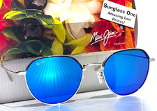 NEW Maui Jim ISLAND EYES Matte Silver POLARIZED Blue Lens Sunglass B859-17