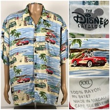 Disney Catalog Hawaiian Shirt Men  s Size XXL Mickey Minnie Mouse Beach Camp