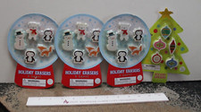 4 pack of Holiday/Christmas erasers 20 novelty erasers in total NEW