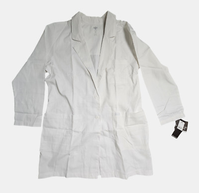 Med Couture Profession Long Lab Coat 34'' Womens 16 White Poly Cotton 6454 NWT