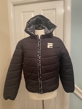 Fila Ladies Hooded Padded Jacket. Size S. Zebra Trim. Zip Pockets. Bnwt . Lined