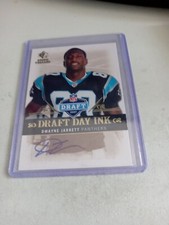 2007 DWAYNE JARRETT SP ROOKIE THREADS DRAFT DAY INK AUTO CARD. CAROLINA PANTHERS
