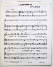 Partition vintage sheet music JEAN-CLAUDE DENIS : L'ascenseur * 80's