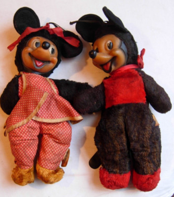 Mickey Mouse und Minnie Mouse Kuscheltiere Plüschtiere 50er Disney Semco Made in England