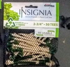Pride 2345050 Golf Insignia Golf Tee 50pcs 2 3/4" Green/Natural Drawstring Bag