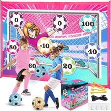 Toy Soccer Ball Game Set, Outdoor Backyard Toss Soccer Goal Game, 
