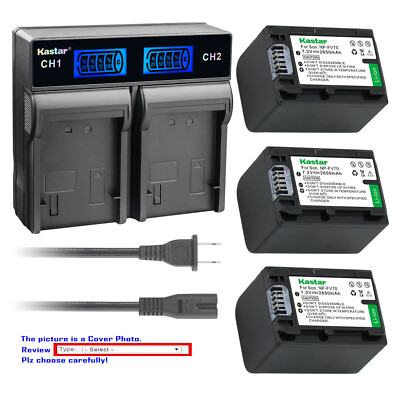 Kastar Battery LCD Rapid Charger for Sony NP-FH70 NPFH70 & Sony HXR-MC1 HDR-SR12