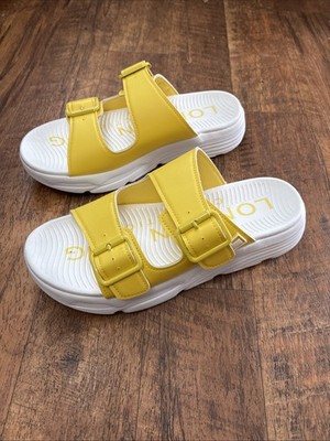 London Fog Mens Slide Sandals Size 8 1/2 - Yellow & White