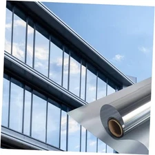 Window Privacy Film One Way Mirror Reflective 17.5 Inch x 6.5 Feet Silver