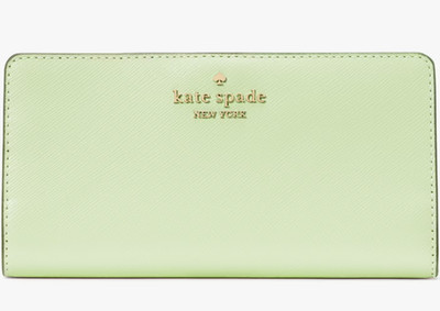 Kate Spade Madison Large Slim Wallet Light Olive Green Leather KI366 NWT $179