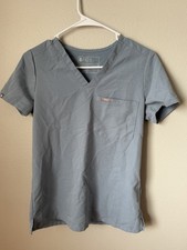 Figs Catarina Scrub Top Women  s XXS Blue V-neck One Pocket